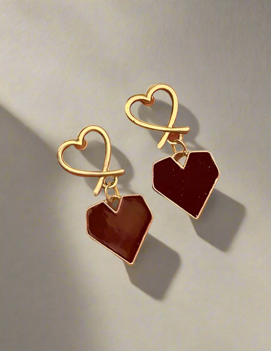 Crimson Red Love Drop Earrings